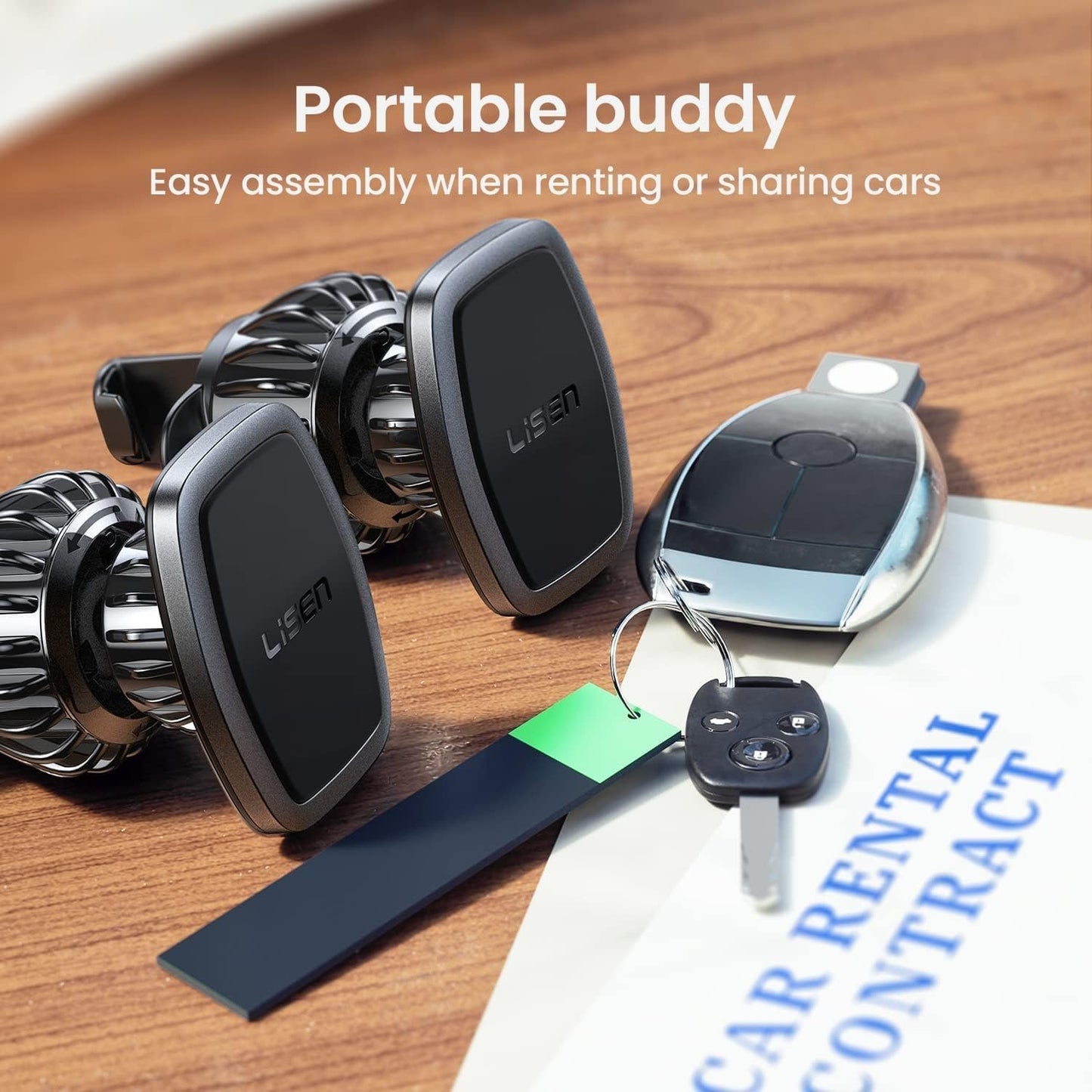 LISEN Magnetic Phone Holder Car Vent 2 Pack 6 Strong Magnets Car Vent Phone Holder Magnetic Hands-Free Cell Phone Holder Magnetic Car Mount Fit 4-7in iPhone 16 15 14 Pro Max Plus All Phones