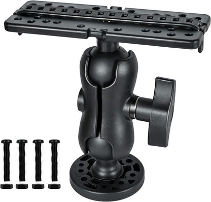 Fish Finder Mount Base, Universal 360° Rotation Ball-Mount Bracket, Nylon & Stainless Steel Electronic Holder for Marine Boat Kayak Pontoon Canoe Helix Garmin, 4*Srews, 4*Nuts