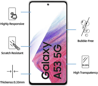 NEW'C 3 Pack Designed for Samsung Galaxy A53 5G Screen Protector Tempered Glass,Case Friendly Scratch-proof, Bubble Free, Ultra Resistant