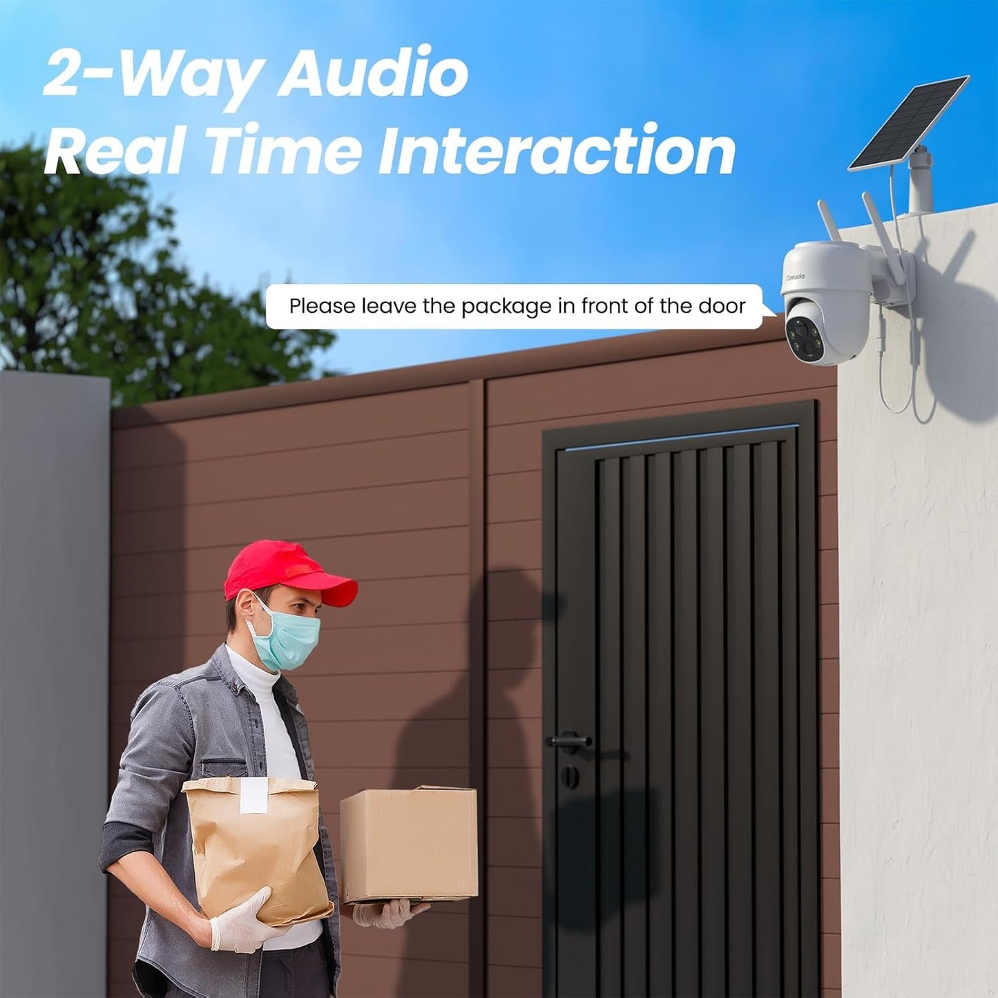 Security Cameras Wireless Outdoor-2K Cameras for Home Security Outside Solar/Battery Powered 2.4G WiFi, 360° Color Night Vision,2 Way Audio, PIR Human Detection,Compatible with Alexa