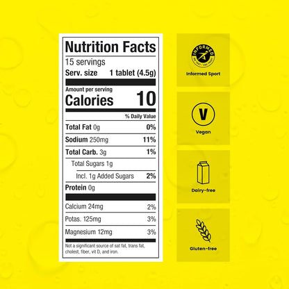 Precision Hydration Lite Electrolyte Drink - Multi Strength Effervescent Hydration Tablets - Low Calorie, Gluten Free, Vegan/Vegetarian Friendly, NSF (1 Tube, 500mg/L - Yellow Tube)