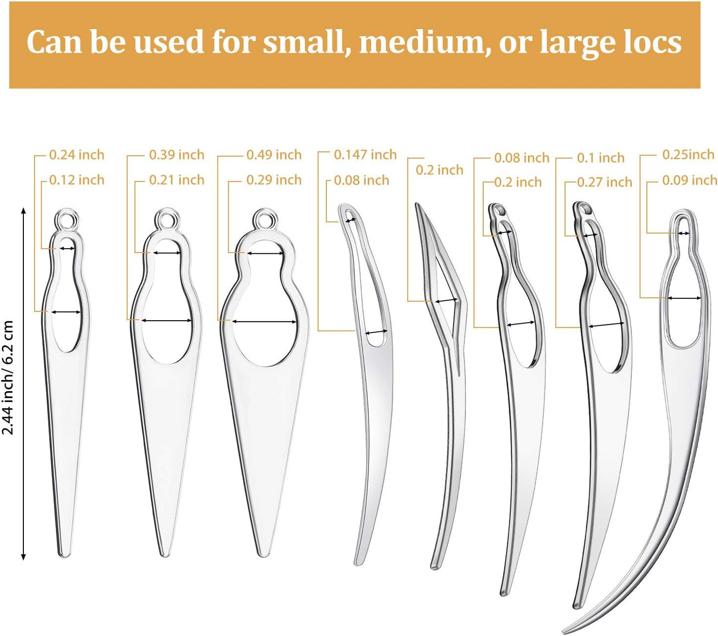 WILLBOND 8 Pcs Dreadlock Interlocking Tool for Locs Sisterlock Retighten Tool for Dreadlocks Interlocks Crochet Braiding Hair Tightening Extensions Accessory (Silver)