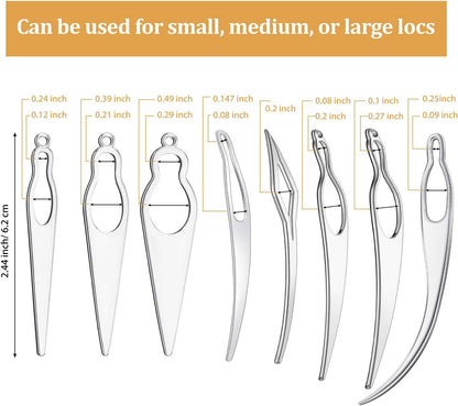 WILLBOND 8 Pcs Dreadlock Interlocking Tool for Locs Sisterlock Retighten Tool for Dreadlocks Interlocks Crochet Braiding Hair Tightening Extensions Accessory (Silver)