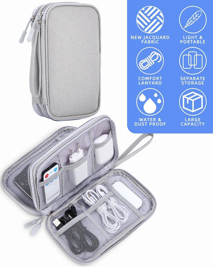 SOBEAU Bag for Cables, Electronic Cable Organizer Travel, Accessories Bag, Universal Bag Organizer Portable Cables for USB, SD Cards, Chargers, Hard Disks, Grey, grey, Paquete variado, Elegant