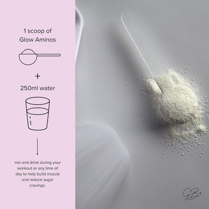 Glow Aminos - Blue Raspberry | 445g - 45 servings | Vegan, GF, DF, Sucralose-Free | Pure EAAs, Essential Amino Acid Powder, Amino Acid Supplement, Clean Aminos, Essential Amino Acids | Support Muscle Build, Recovery, Lean Mass, Toned Body, Hydration.