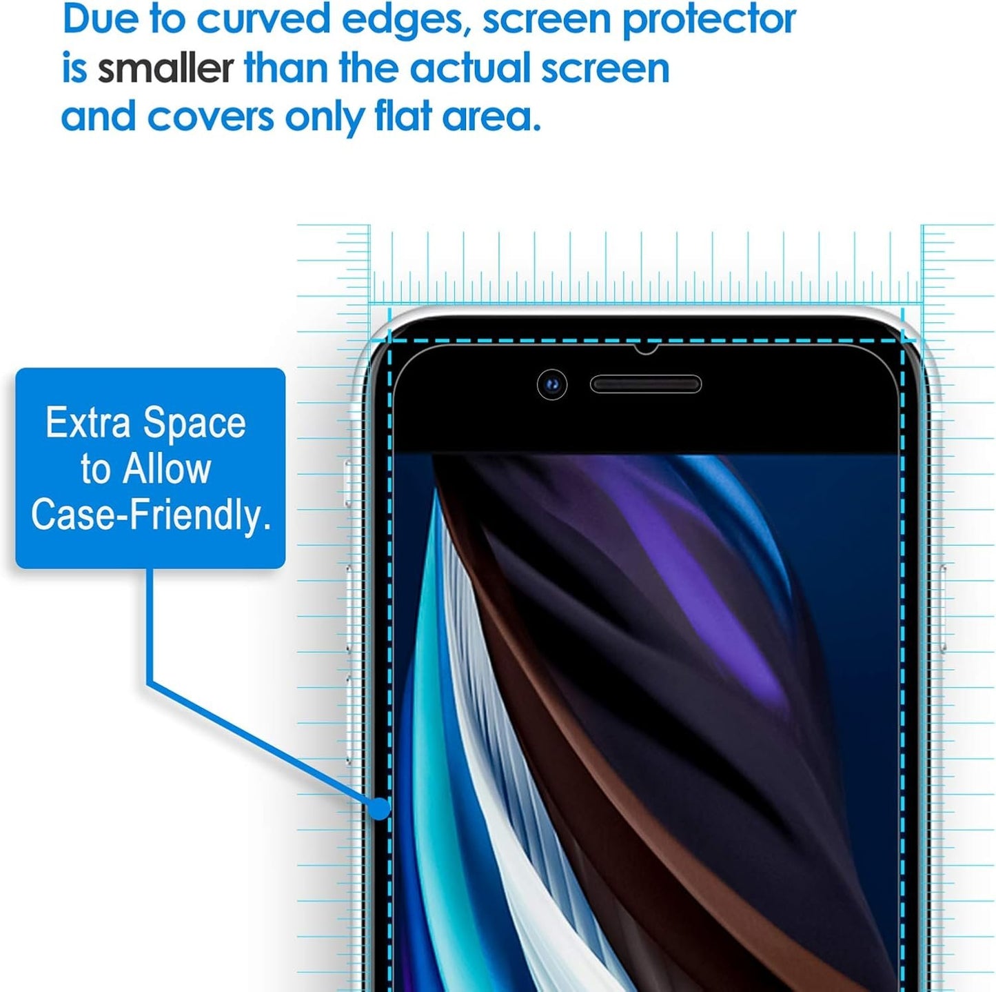 JETech Screen Protector for iPhone SE 3/2 (2022/2020 Edition) 4.7-Inch, Tempered Glass Film, 3-Pack