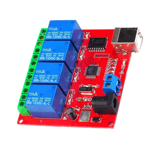 4チャンネル 5V 12V 24V リレーボード USB接続 インテリジェントホームリレーコントローラー PCオートメーションプロジェクト用