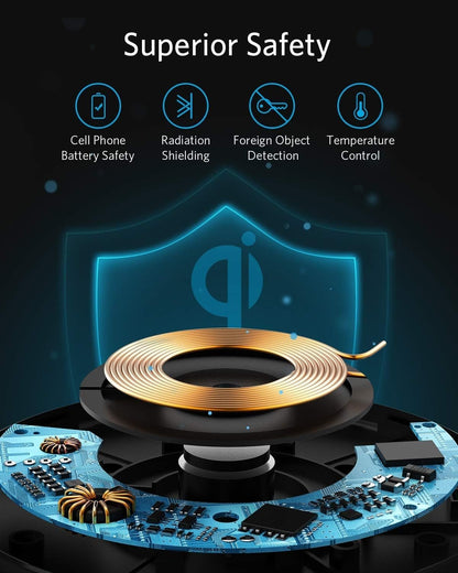 313 Anker Wireless Charger (Pad), Qi-Certified 10W Max for iPhone 14/14 Pro/14 Pro Max/13/13 Pro Max, AirPods (No AC Adapter, Not Compatible with MagSafe Magnetic Charging)