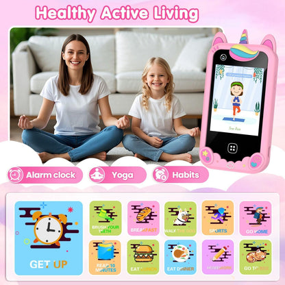 Kids Smart Phone for Boys, Christmas Birthday Gift for Ages 3-8, Toddler Learning Toy Touchscreen Cell Phone with Dual Camera, Music Player, Game, 8GB SD Card (Pink)