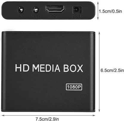 Video Player, Mini Box Media Player, Video Player Clearly View Easy to Install 1080P Media Player, for Home Video Display Play Game Entertainment (US Plug 100 to 240V)