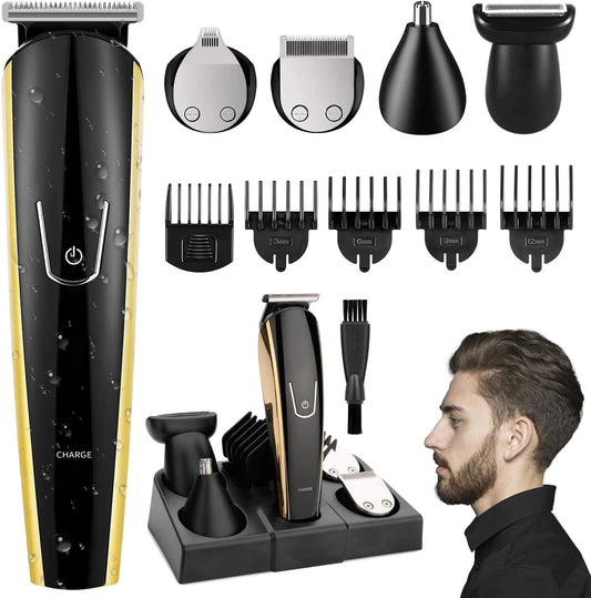 5-in-1 Beard Trimmer for Men - Hair Clippers Cordless, Electric Grooming Kit for Bear/Hair/Face/Nose/Ear, USB Rechargeable Waterproof Body Hair Trimmer for Quick Cut, Gifts for Husband Father