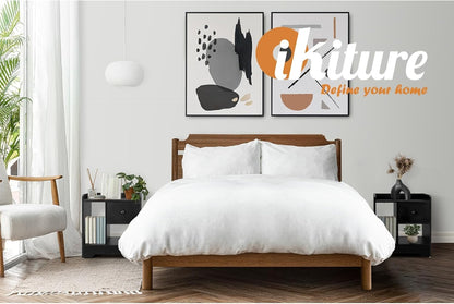 Oikiture Bedside Table with Drawer and Storage Space Side Table Nightstand Home Bedroom Furniture Black