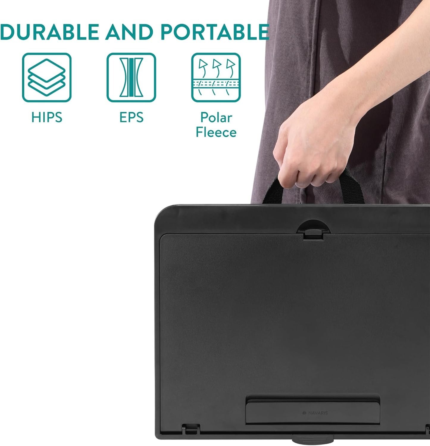 Navaris Adjustable Laptop Desk - Ergonomic Cushioned Lap Tray with 6 Levels - Ideal as Laptop Stand for Bed, Sofa, Lap Desk & Bed Desk - Features Lockable Storage Compartments