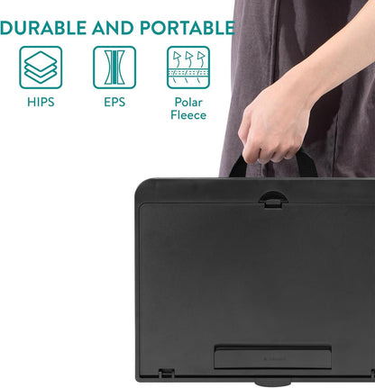 Navaris Adjustable Laptop Desk - Ergonomic Cushioned Lap Tray with 6 Levels - Ideal as Laptop Stand for Bed, Sofa, Lap Desk & Bed Desk - Features Lockable Storage Compartments