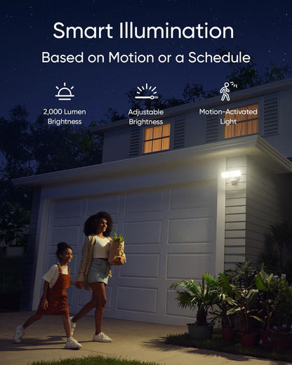 eufy Security Floodlight Camera E340 Wired, Security Camera Outdoor, 360Â° Pan & Tilt, 24/7 Recording, 2.4G/5G Wi-Fi, 2000 LM, Motion Detection, Built-In Siren, Dual Cam, HB3 Compatible, No Monthly Fee
