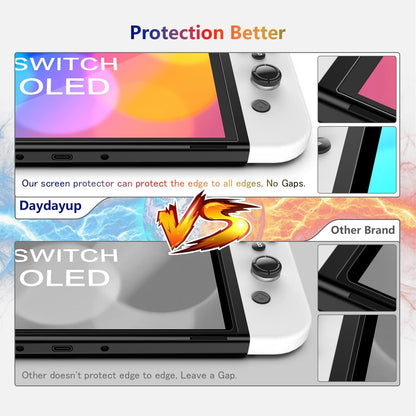 [4 Pack] daydayup Tempered Glass Screen Protector Compatible with Nintendo Switch OLED Model 2021 - with [Alignment Frame] Transparent HD Clear Screen Protector for Nintendo Switch OLED