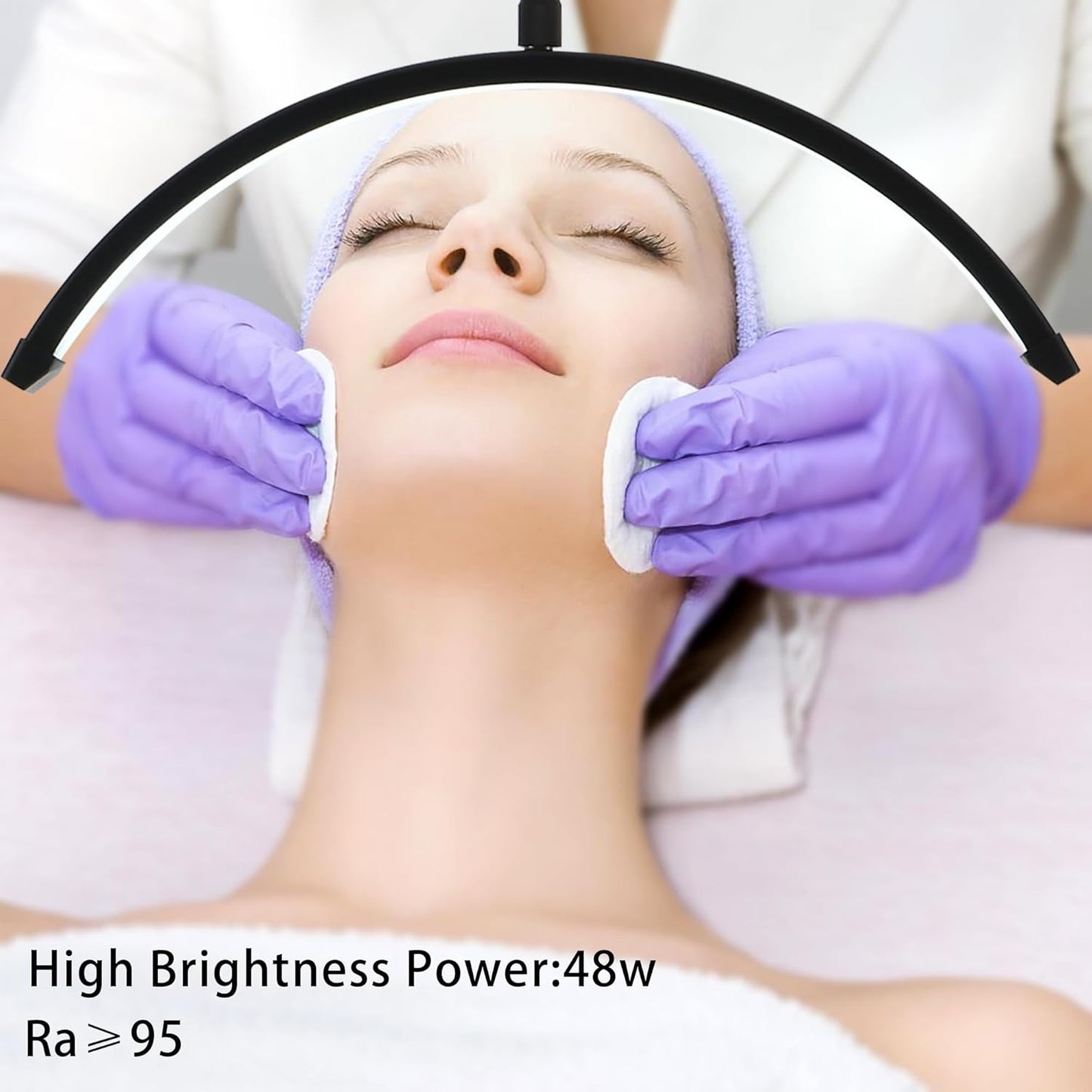 Duowelly 48w Led Floor Lamp with Remote Controller, Half Moon Eyelash Floor Light,Tattoo Light, Estheticians Light for Eyelash Extensions, Beauty, Skincare, Eyelash, Eyebrows,Black