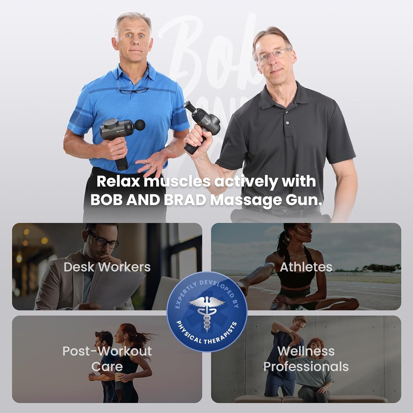 BOB AND BRAD C2 Massage Gun, Deep Tissue Percussion Massager Gun, Handheld Muscle Massager with 5 Speeds and 5 Heads, for Home Gym Office Workout Recovery Pain Soreness Relief, Gifts for Men Women