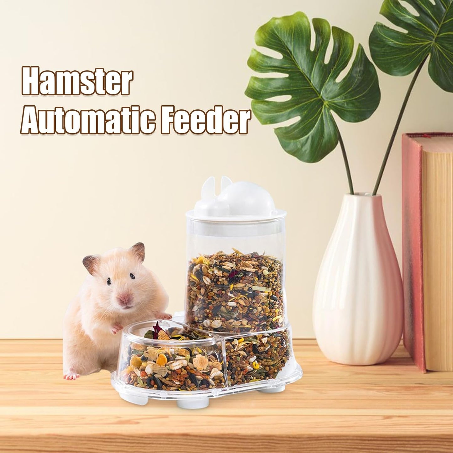 Automatic Hamster Feeder | Small Animal Feeding & Watering Supplies | Large Capacity Water Bottle Bracket for Treats Rabbits Nesting Training Indoor