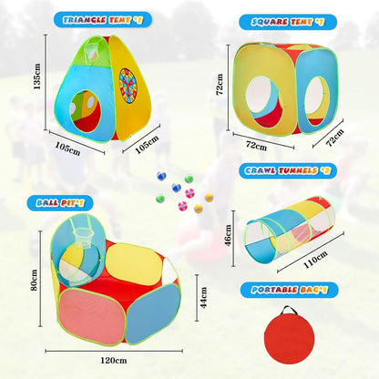 5Pack Kids Play Tent,Foldable Pop Up Tents with Carry Bag, Outdoor Playhouse with Crawling Toys & Play Tent (5 Pack Play Tent)