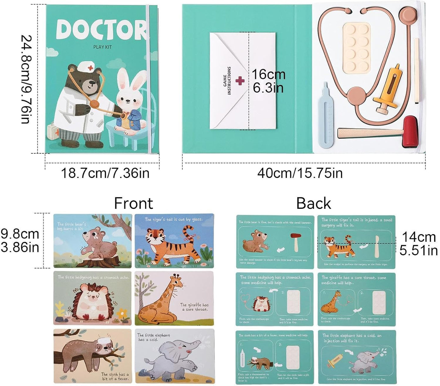 Kids Doctor Set, Pretend Doctor Kit , 36-Piece Role Play Equipment, 18.7x24.8cm, Simulation Stethoscope Toy, for Classroom, Interactive Learning, and Imaginative
