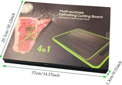 ZACHMEST Quick Defrosting Board, 4 in 1 Thawing Plate Cutting Board with Knife Sharpener, Fast Thaw Meat ï¼† Frozen Food, Defrosting Tray with Grater Chopping Board(14.37"*9.84")