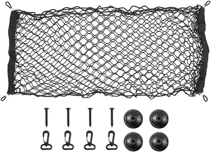 ValueHall Cargo Net 35 x 15 Inch Adjustable Elastic Trunk Net Cargo Trunk Storage Organizer Nylon Mesh Universal Rear Cargo Organizer Cargo Net with Hooks V7075