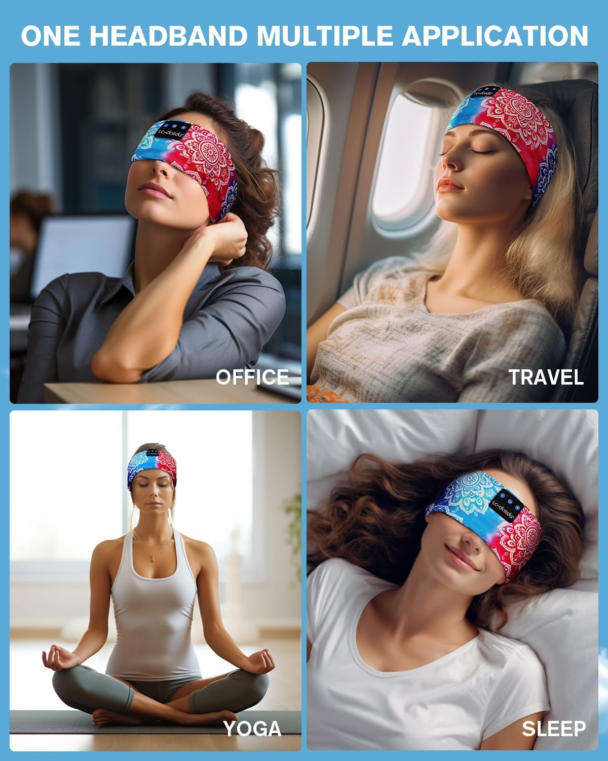 LC-dolida Sleep Mask with Bluetooth Headphones, Painting Sleep Headphones Bluetooth Headband for Sleeping Sports Sleep Mask for Side Sleeper, Best Gift and Travel Essentials