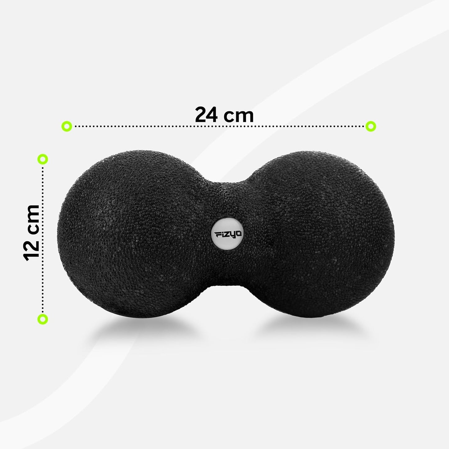 FIZYO Double EPP Massage Ball 24x12cm - Large Muscle Massager for Back, Neck, Legs and Trigger Point, Physical Therapy, Yoga, CrossFit, Pilates, Recovery and Rehabilitation (Black)