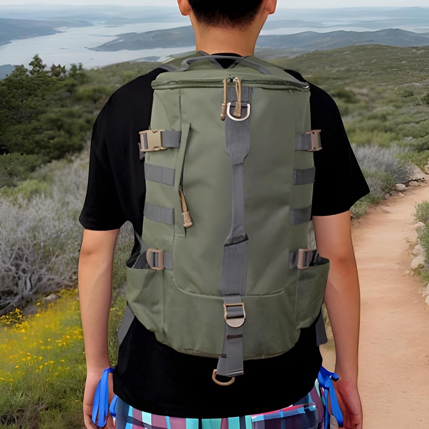 Fishing Backpack, Fishing Tackle Box Storage Bag, Rod Holders, Outdoor Reel Bait Gear Organizer, Sling Pack Multiple Compartments for Lake, Riverside, Camping, Hiking, Travel