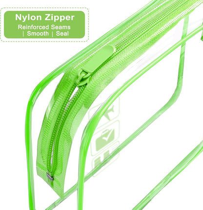 JUNART 3Pcs Clear Travel Toiletry Bags, TSA Approved Cosmetic Makeup Bag, Portable Travel Accessories Airport Airline Compliant Bag for Men and Women (Green)