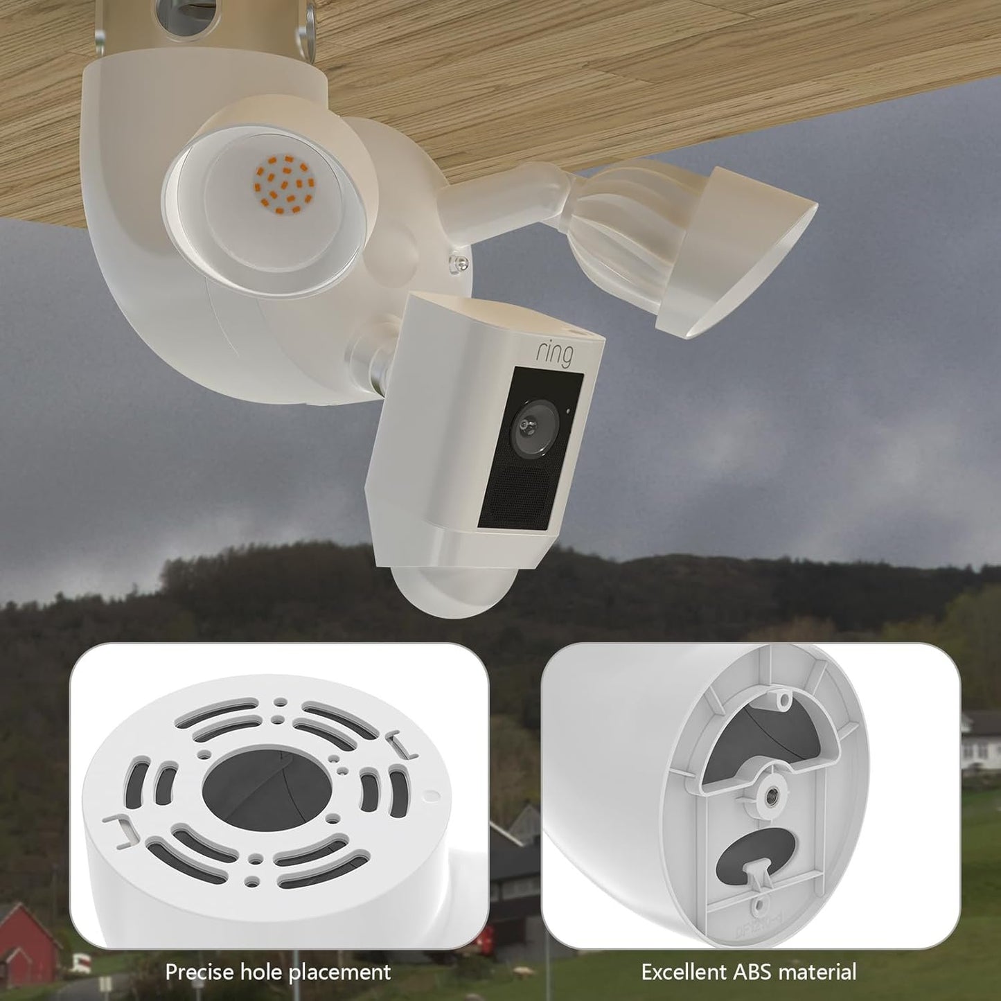 Eave Mount for Ring Floodlight Cam Wired Pro/Plus,Ring Smart Lighting Floodlight Wired, Blink Wired Floodlight Camera &Wyze Floodlight Camera V2/Pro and Roku Floodlight Camera (White)