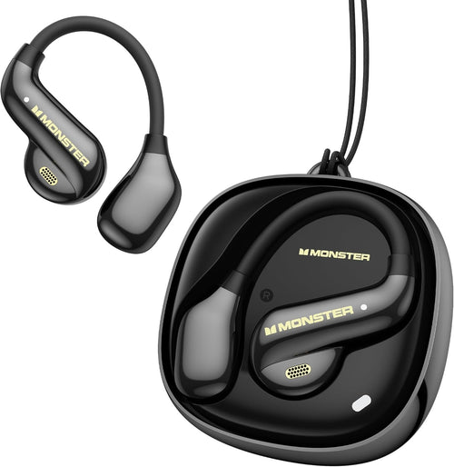 Monster Open Ear AC390 Headphones, Bluetooth 6.0 Earbuds with Stereo Sound, Wireless Headphones 24H Playtime, IPX5 Waterproof, Rotating Charging Case with Lanyard, Ultra-Light Open Ear Earbuds