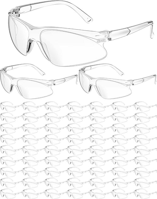Xuhal 100 Pair Safety Glasses Bulk Clear Eye Protection Glasses Ansi Z87.1 Protective Over Eyeglasses