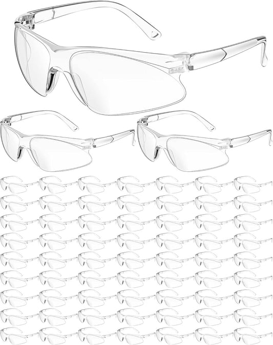 Xuhal 100 Pair Safety Glasses Bulk Clear Eye Protection Glasses Ansi Z87.1 Protective Over Eyeglasses