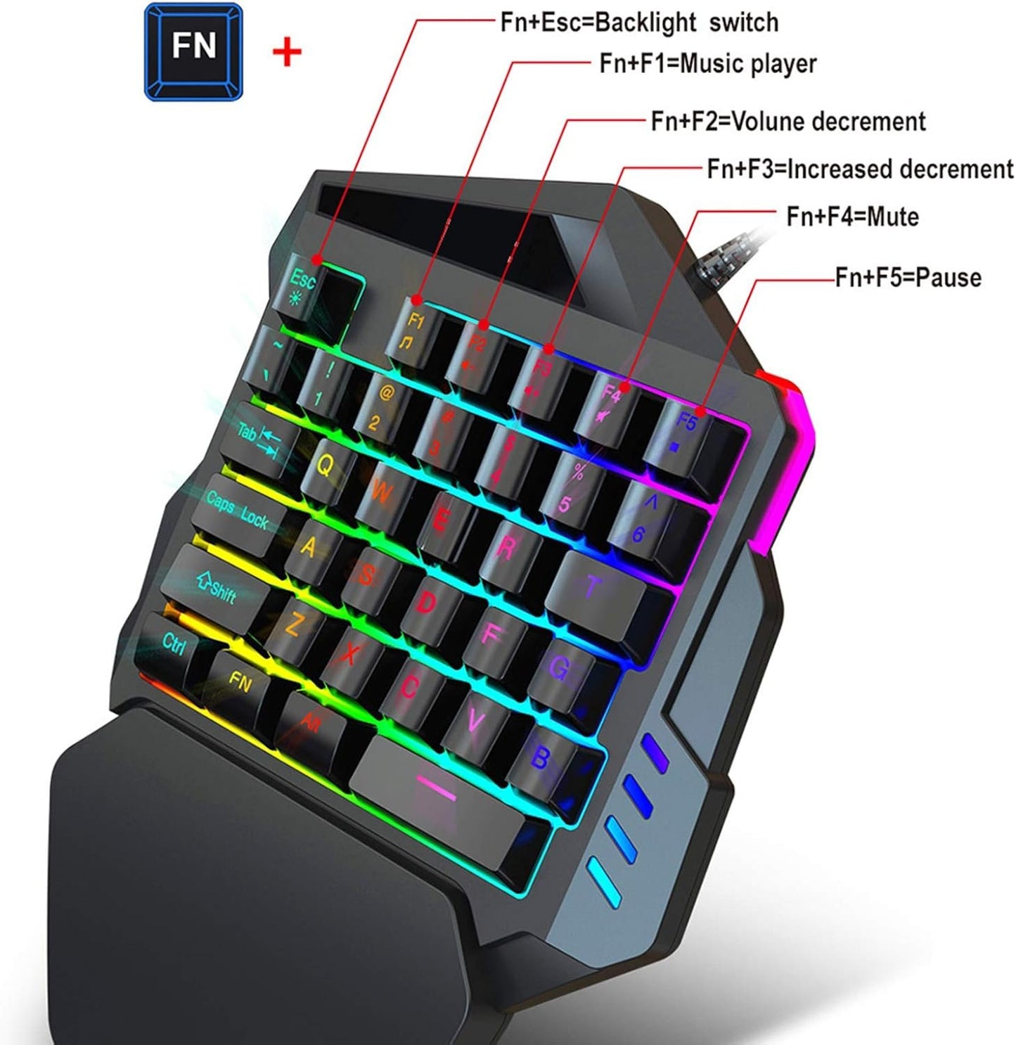 J50 One-Handed Gaming Mouse and Keyboard Set for Win2000/Android/OS X - Essential Computer Accessory for Gamers