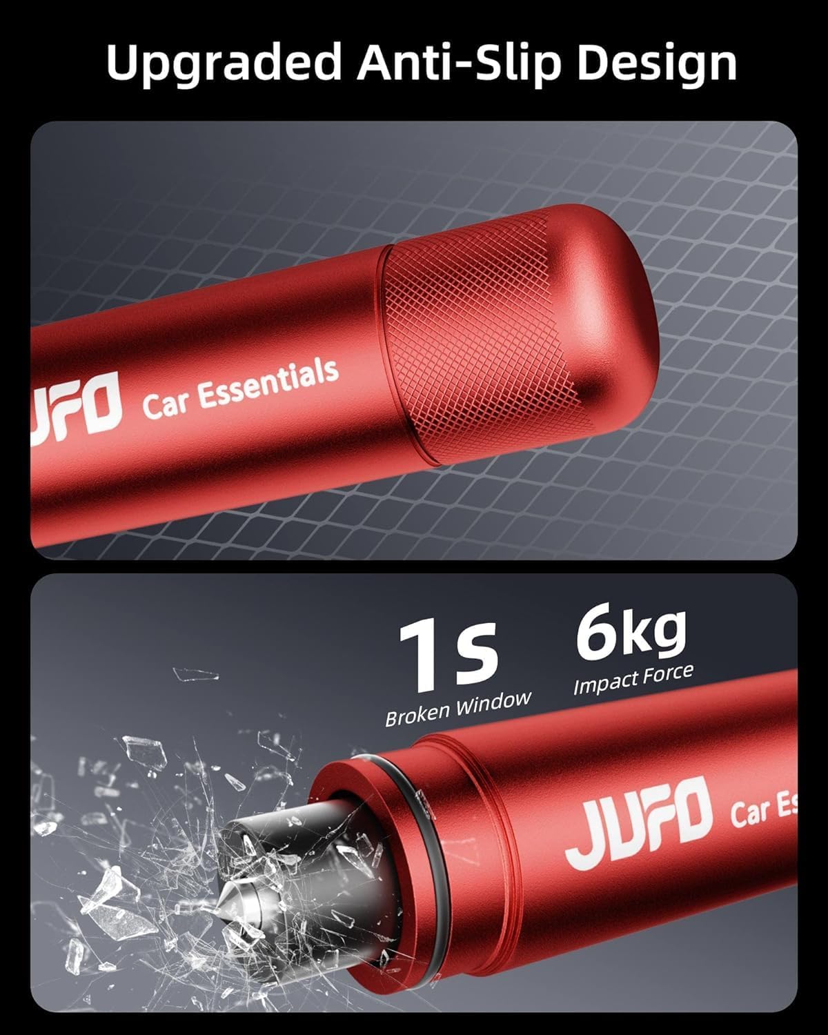 JUFO 3 Pack Car Escape Tool with Seat Belt Cutter Quick Emergency Window Breaker Escape Safety Hammer (Red *2+Black)