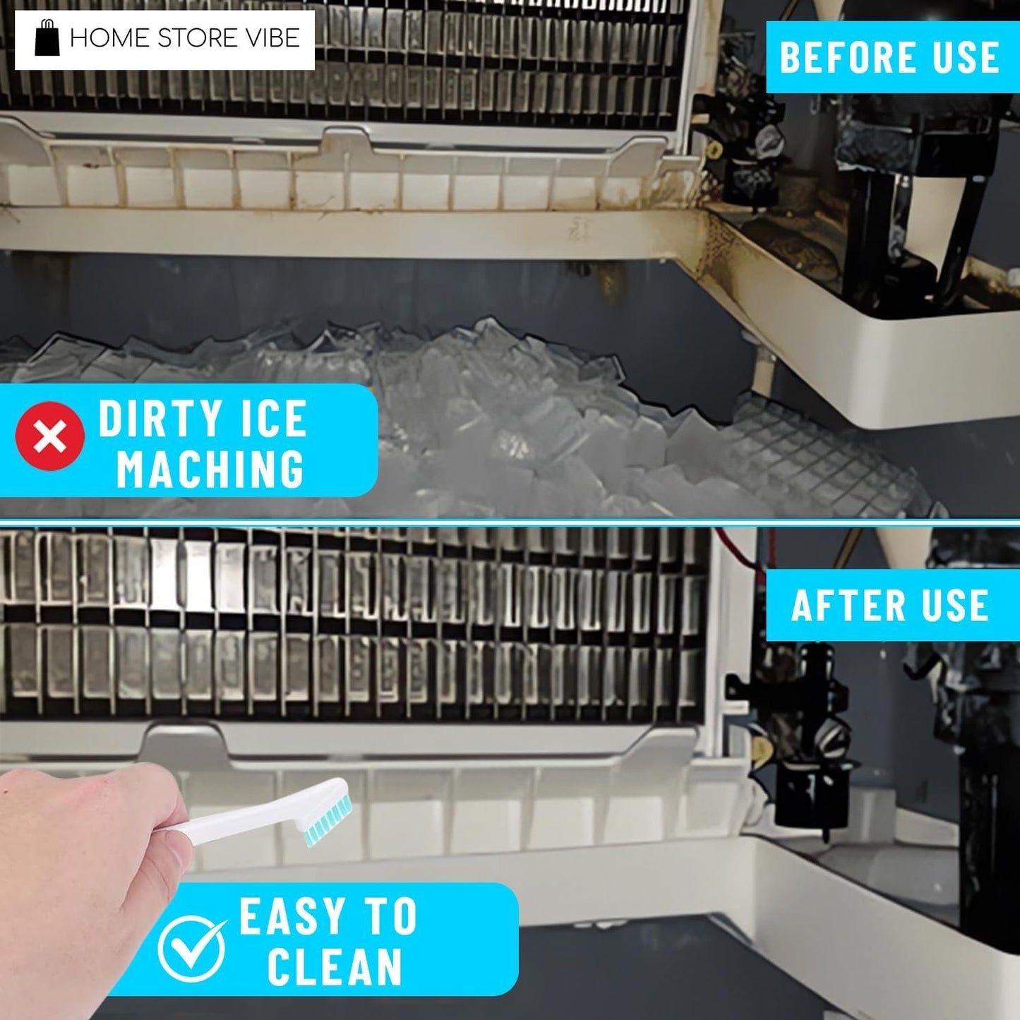 Ice Maker Cleaner Brush Set - 2pc Straw Cleaner Brush & Ice Machine Cleaner, 8pc Crevice Tools, Essential Kit for Maintenance & Cleaning