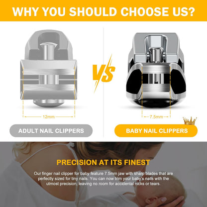 BEZOX Safe Baby Nail Clippers, Small Jaw Kids Nail Clipper Trimmers for, Infants, Child and Toddlers, Precision Nail Grooming Tool for Tiny Fingers and Toes - Silver