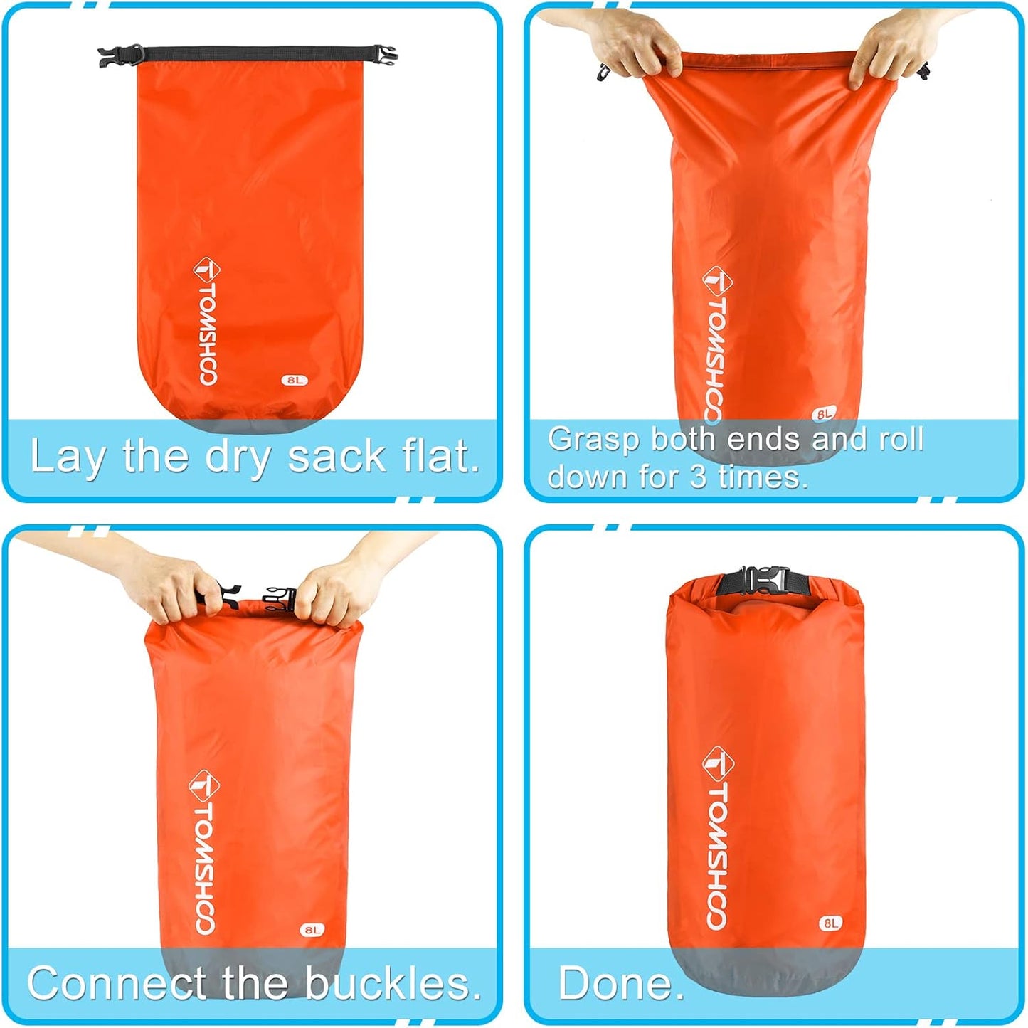 Eacam Pack of 5 Ultralight Dry Sack, Outdoor Bags Keep Gear Dry for Hiking, Backpacking, Kayaking, Camping, Swimming, Boating, 5L&12&15L&25L&35L