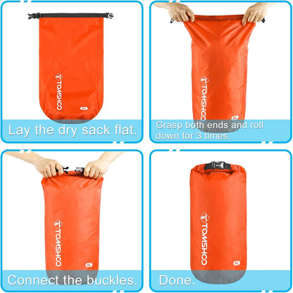 Eacam Pack of 5 Ultralight Dry Sack, Outdoor Bags Keep Gear Dry for Hiking, Backpacking, Kayaking, Camping, Swimming, Boating, 5L&12&15L&25L&35L
