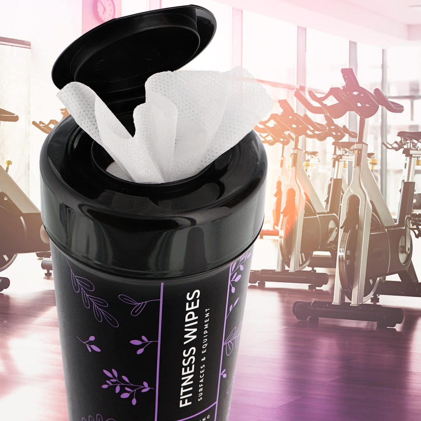 Wipex Natural Gym & Fitness Equipment Wipes for Personal Use - Lavender & Vinegar Scent - for Yoga, Pilates, Dance Studios, Home Gym, Peloton Bike, Sports, Spas (4 Pack/300 Wipes)