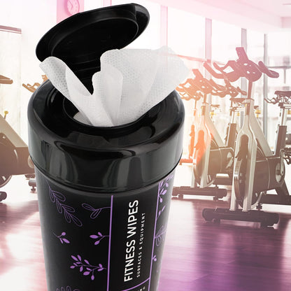 Wipex Natural Gym & Fitness Equipment Wipes for Personal Use - Lavender & Vinegar Scent - for Yoga, Pilates, Dance Studios, Home Gym, Peloton Bike, Sports, Spas (4 Pack/300 Wipes)