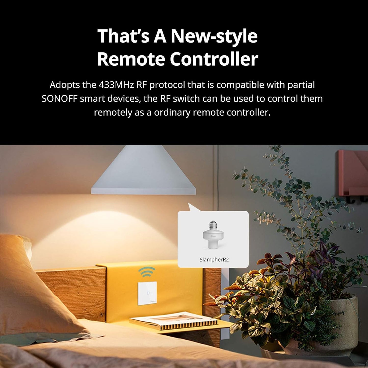 SONOFF T2EU1C-RF Button 86 Type Wall Panel Wireless RF Remote Control 433MHz Sticky, Two Way Control,No Wiring Required, Battery Required (Not Included), 3 Group