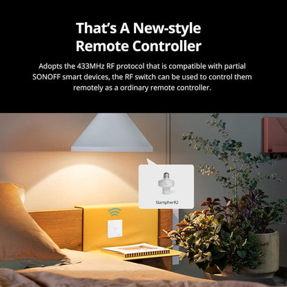 SONOFF T2EU1C-RF Button 86 Type Wall Panel Wireless RF Remote Control 433MHz Sticky, Two Way Control,No Wiring Required, Battery Required (Not Included), 3 Group