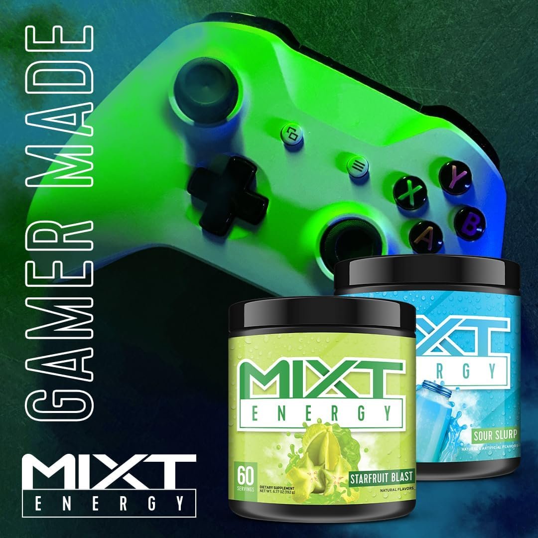 MIXT Energy Drink Mix, Energy Powder, 8 Hour Energy Formula, Designed for Concentration, Focus, and Hours of Energy Without the Crash, Sugar Free (60 Servings, Orange Sherbet)