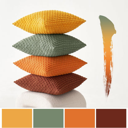 MIULEE Pack of 4 Rust-Sage Green Throw Pillow Covers 18x18 Inch Soft Corduroy Decorative Boho Striped Pillow Covers Pillowcases Modern Farmhouse Home Decor for Couch Bed Sofa Living Room