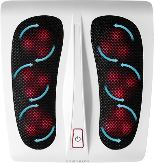 HoMedics Electric Foot Massager with Heat Function – Foot Massager, 6 Massage Heads and 18 Rotating Knots, Intense and Deep Invigorating Massage to Reduce Stress – White