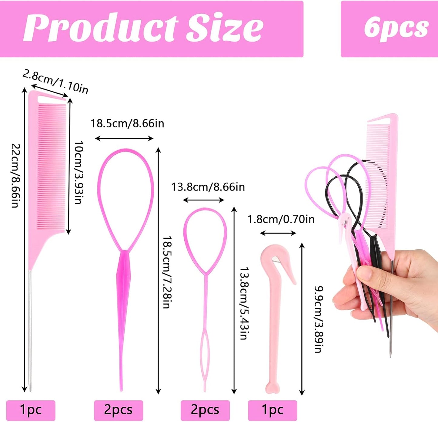 Women's Hair Accessories Set - 6 Pieces, DIY Styling and Styling Tools, Headbands and Twist for Fantastic Looks