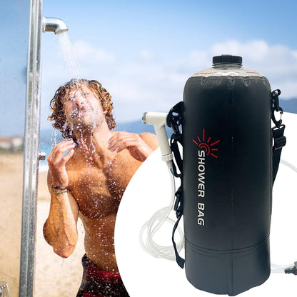 Camping Shower Bag, Foldable Portable Camp Shower Bag, 12L Solar Heating Tool Kit with Removable Hose & Showerhead, Hiking Gear for Beach Trips, Swimming, Travel, Outdoor Use